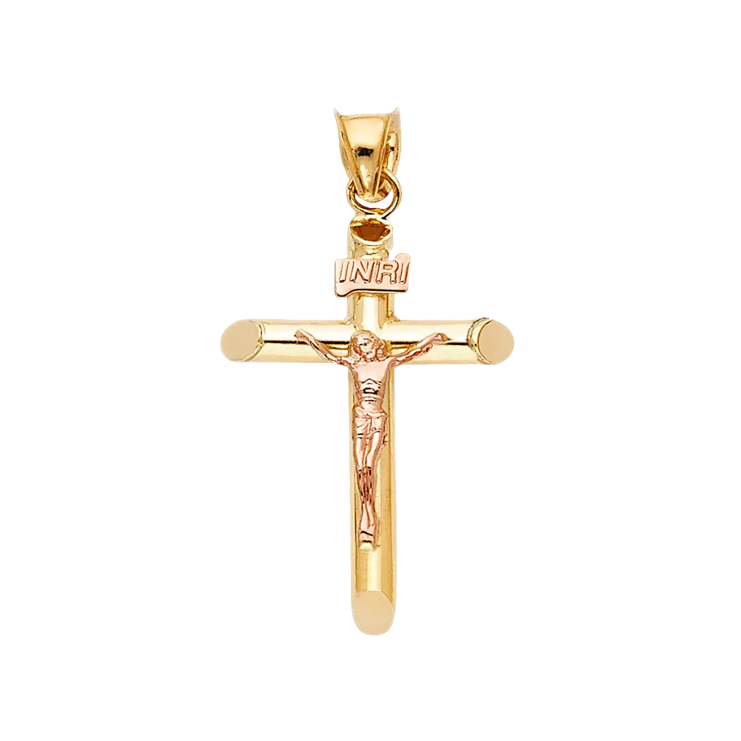 Crucufix Pendant - 14k Two Tone Gold