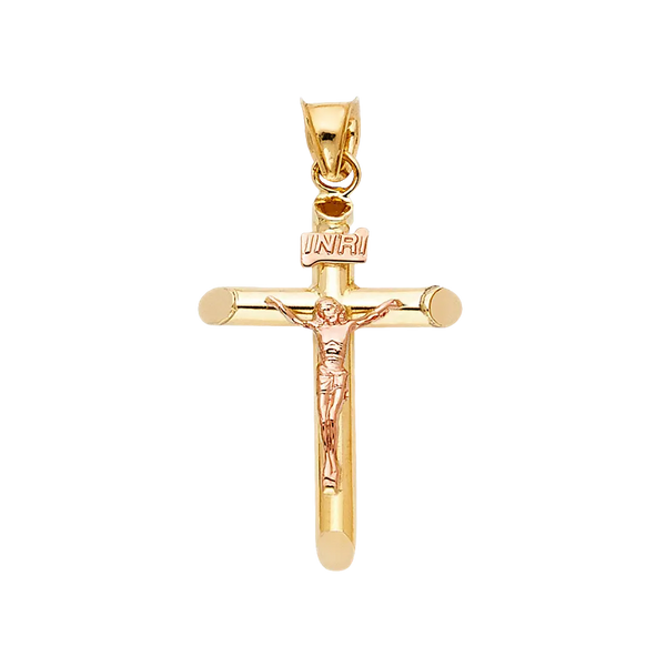 Crucufix Pendant - 14k Two Tone Gold