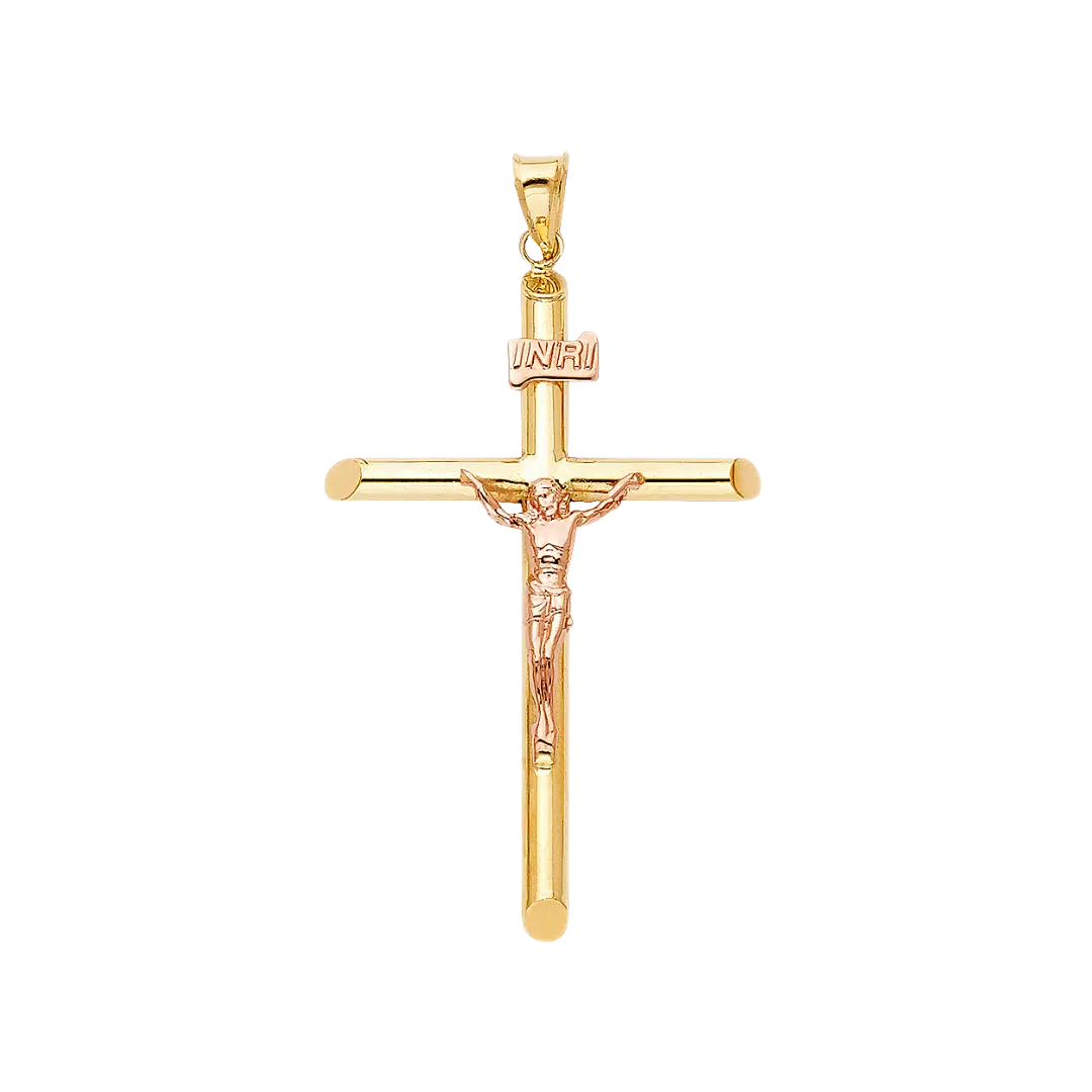 Crucufix Pendant - 14k Two Tone Gold