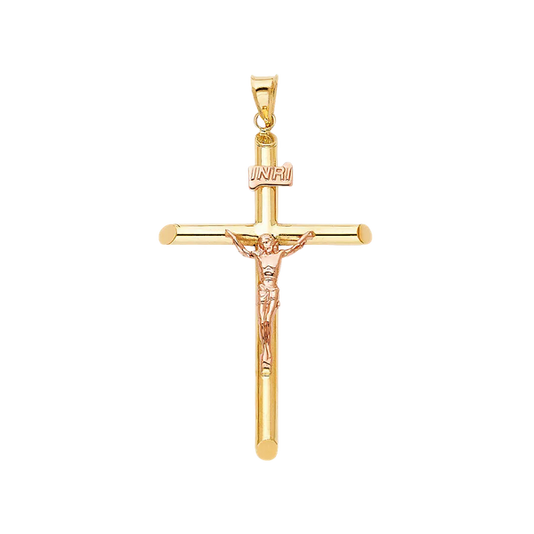 Crucufix Pendant - 14k Two Tone Gold