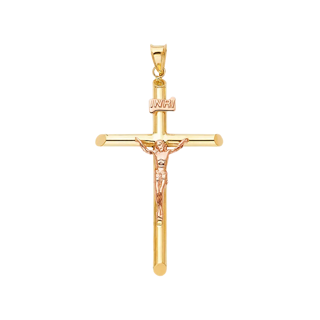 Crucufix Pendant - 14k Two Tone Gold