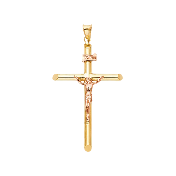 Crucufix Pendant - 14k Two Tone Gold