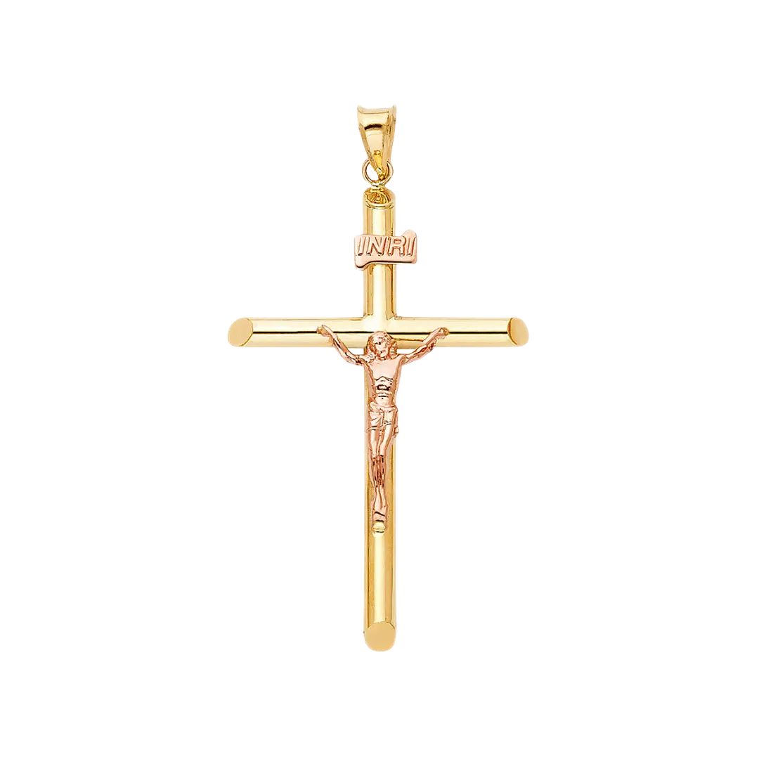 Crucufix Pendant - 14k Two Tone Gold