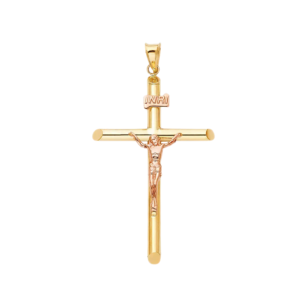 Crucufix Pendant - 14k Two Tone Gold