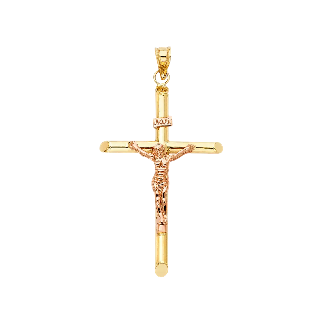 Crucufix Pendant - 14k Two Tone Gold