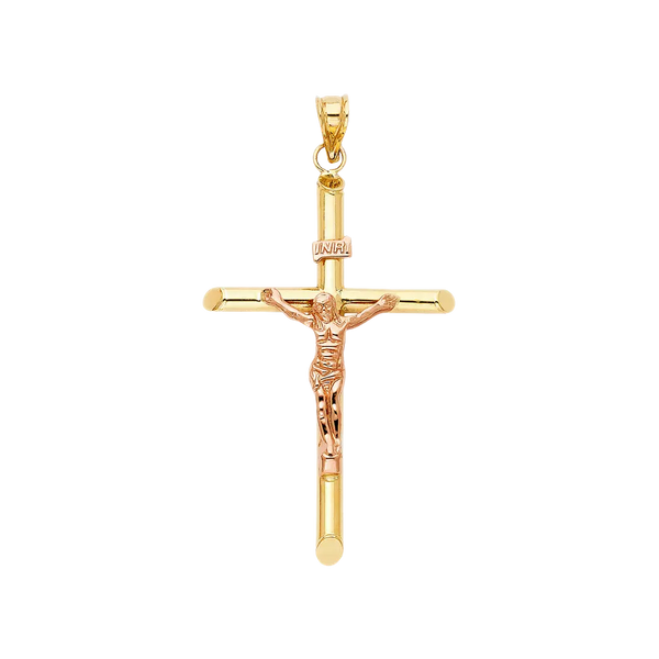 Crucufix Pendant - 14k Two Tone Gold