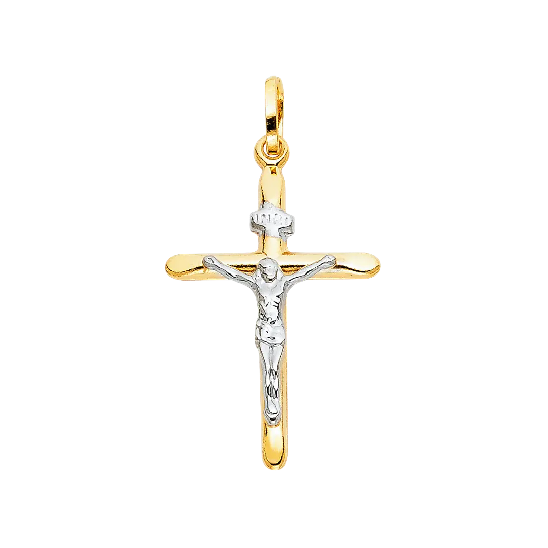 Laminated Crucufix Pendant - 14k Two Tone Gold