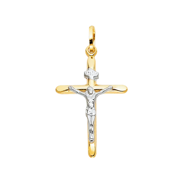 Laminated Crucufix Pendant - 14k Two Tone Gold