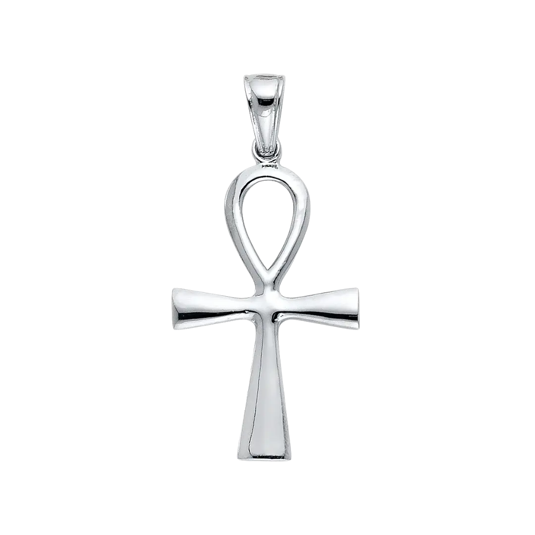 Ankh Cross Pendant - 14k White Gold