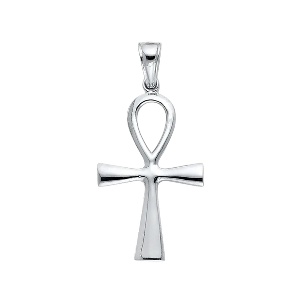 Ankh Cross Pendant - 14k White Gold