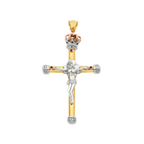 Fancy Crucufix Pendant - 14k Tri Color Gold