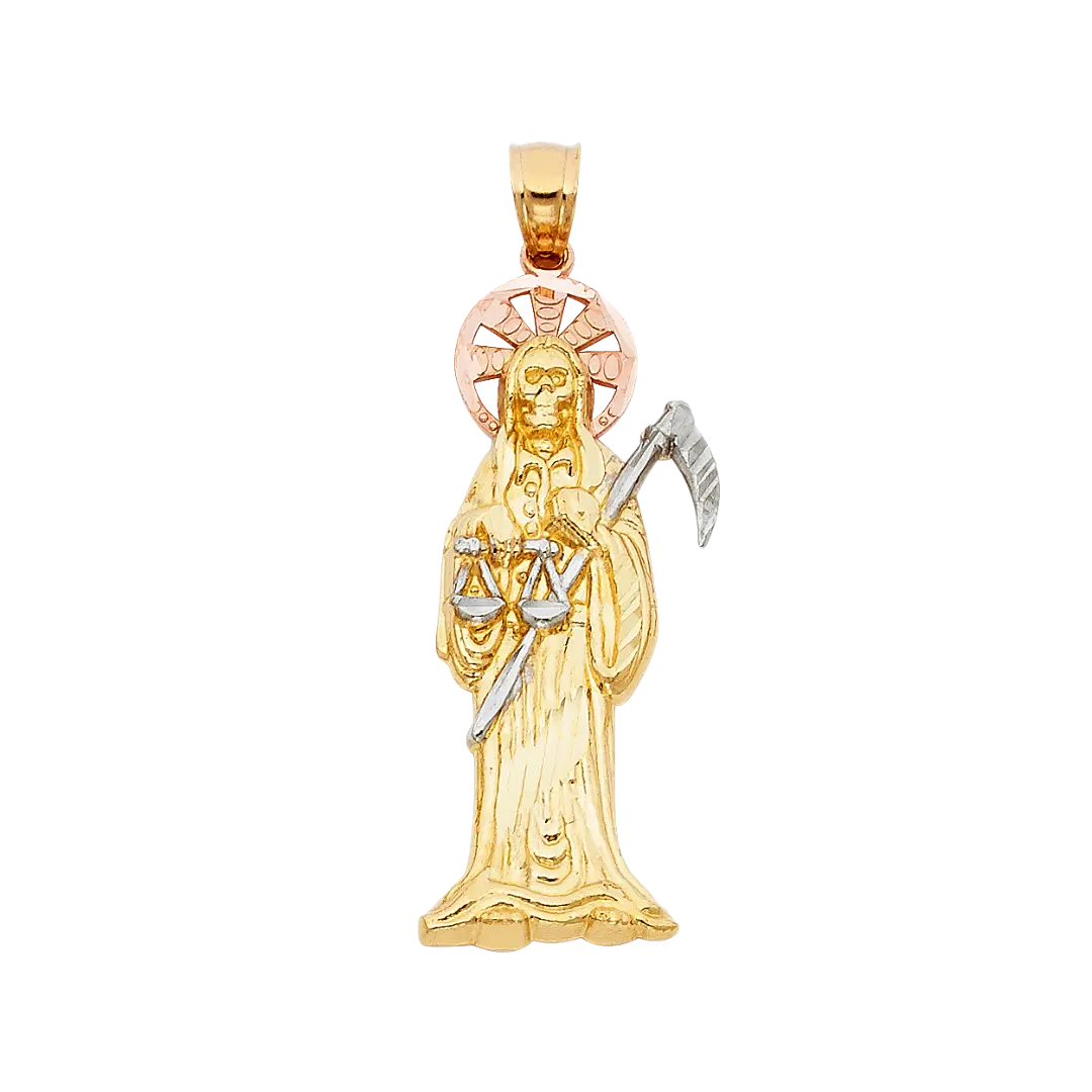 Santa Muerte Pendant - 14k Tri Color Gold