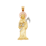 Santa Muerte Pendant - 14k Tri Color Gold