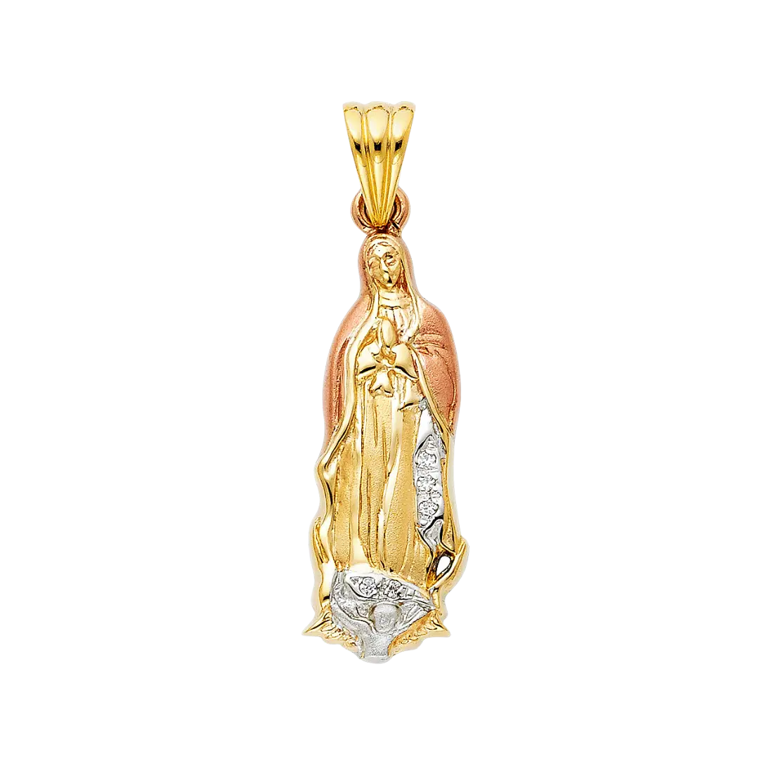 Guadalupe with CZ Pendant - 14k Tri Color Gold