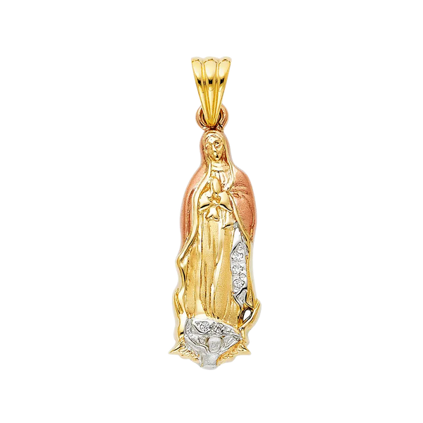 Guadalupe with CZ Pendant - 14k Tri Color Gold