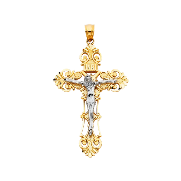 Crucufix Pendant - 14k Two Tone Gold