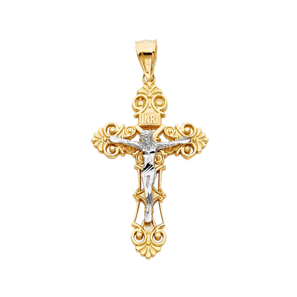 Crucufix Pendant - 14k Two Tone Gold