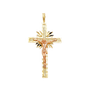 Fancy Crucufix Cross with CZ Pendant - 14k Two Tone Gold