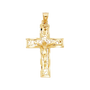 Fancy Crucufix Cross with CZ Pendant - 14k Two Tone Gold