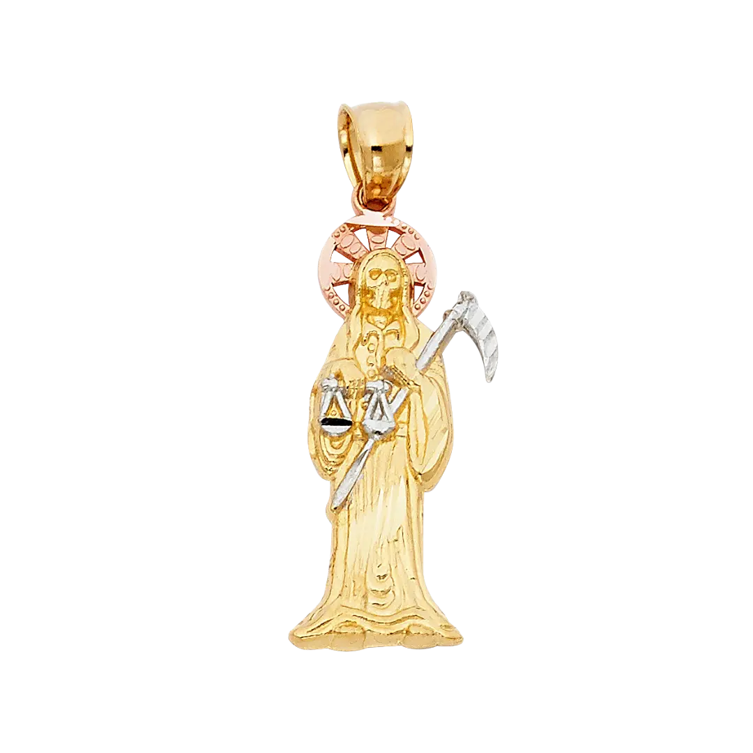 Santa Muerte Pendant - 14k Tri Color Gold