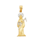 Santa Muerte Pendant - 14k Two Tone Gold