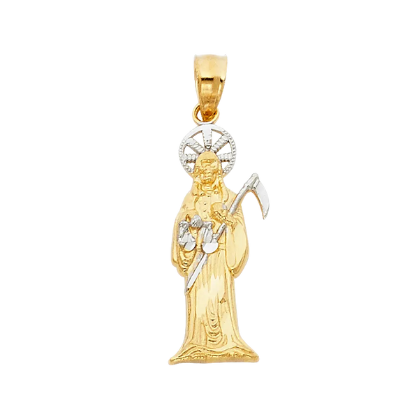 Santa Muerte Pendant - 14k Two Tone Gold