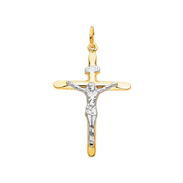 Laminated Crucufix Pendant - 14k Two Tone Gold