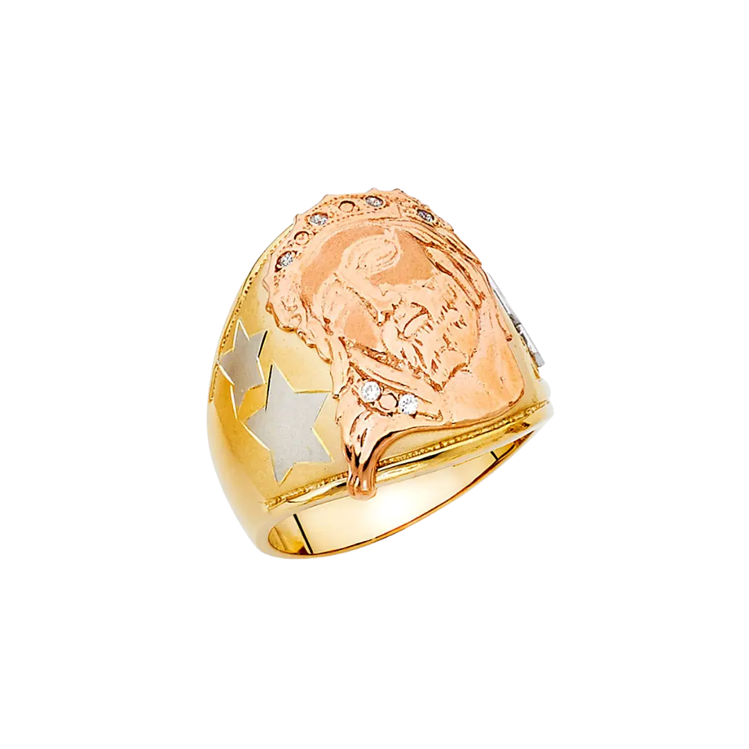 Men's CZ Ring - 14k Tri Color Gold