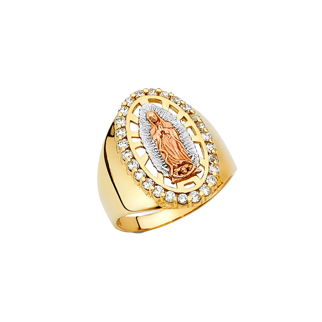 Guadalupe Men's CZ Ring - 14k Tri Color Gold