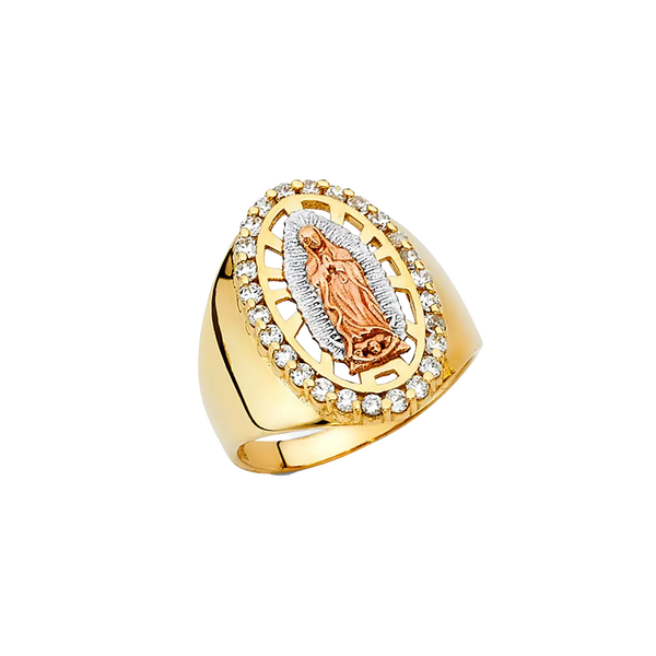 Guadalupe Men's CZ Ring - 14k Tri Color Gold