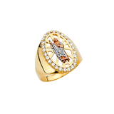 San Judas Men's CZ Ring - 14k Tri Color Gold