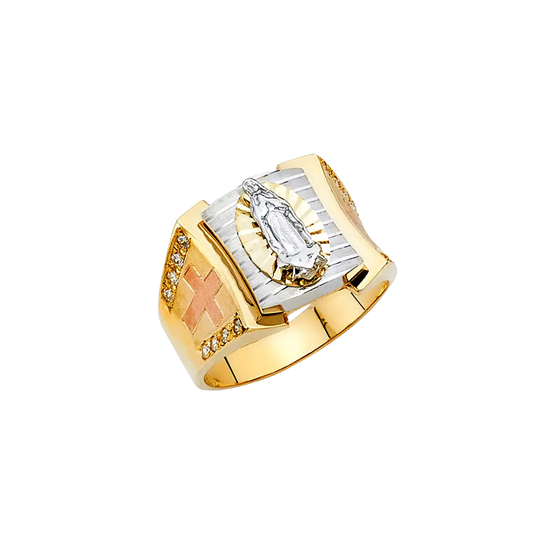 Guadalupe Men's CZ Ring - 14k Two Tone Gold