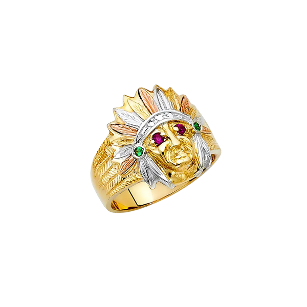 Men's CZ Ring - 14k Tri Color Gold