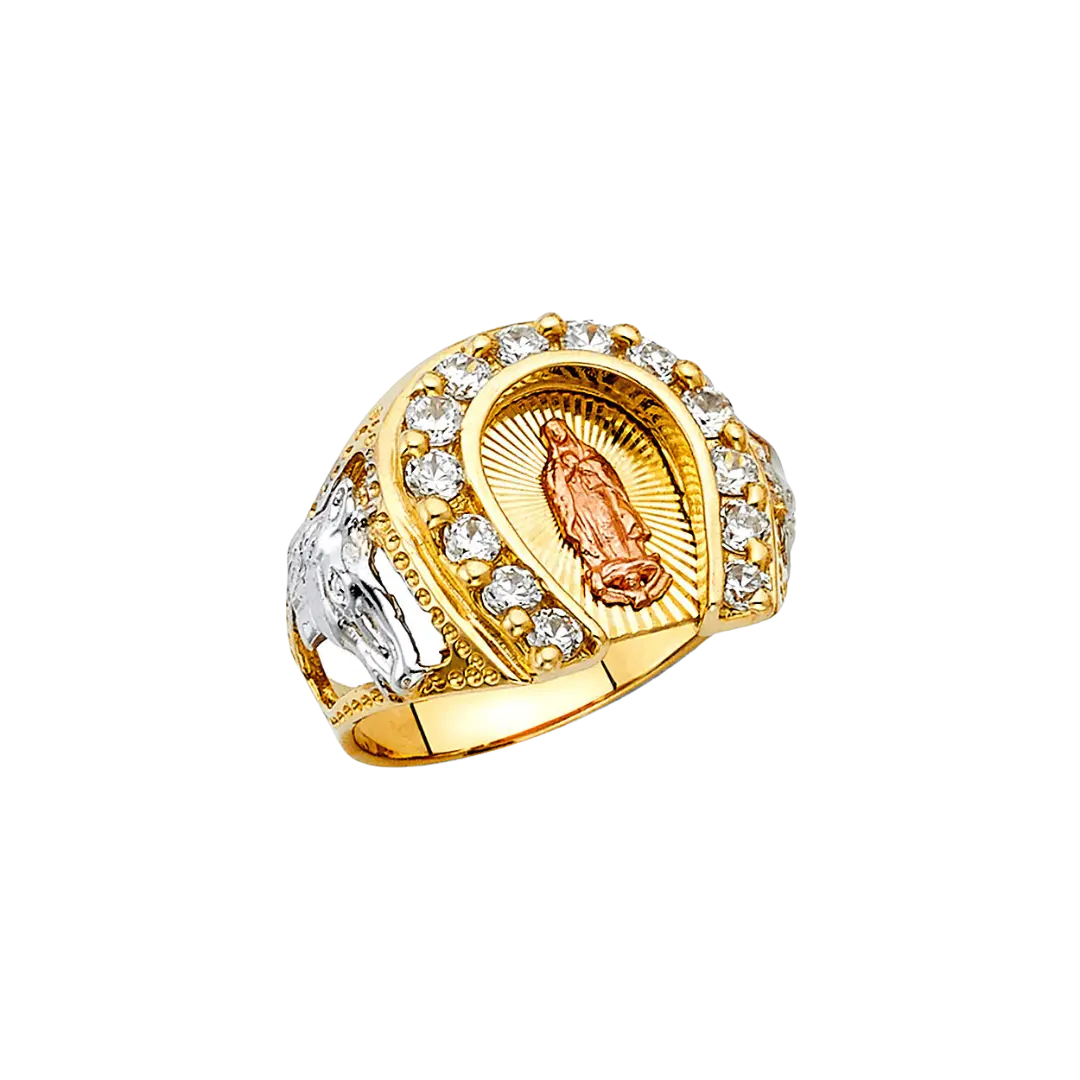 Guadalupe Men's CZ Ring - 14k Tri Color Gold