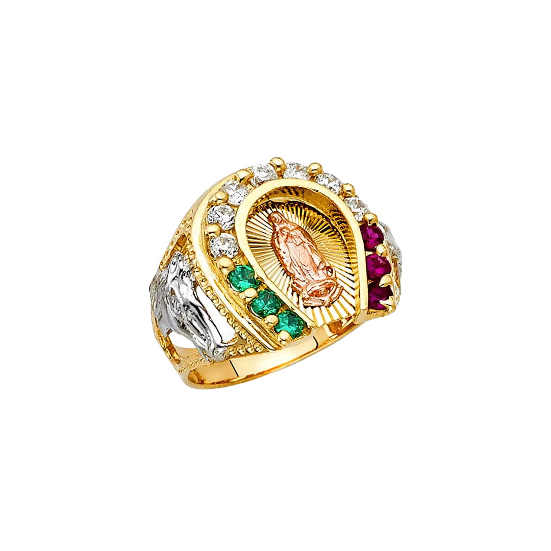 Guadalupe Men's CZ Ring - 14k Tri Color Gold