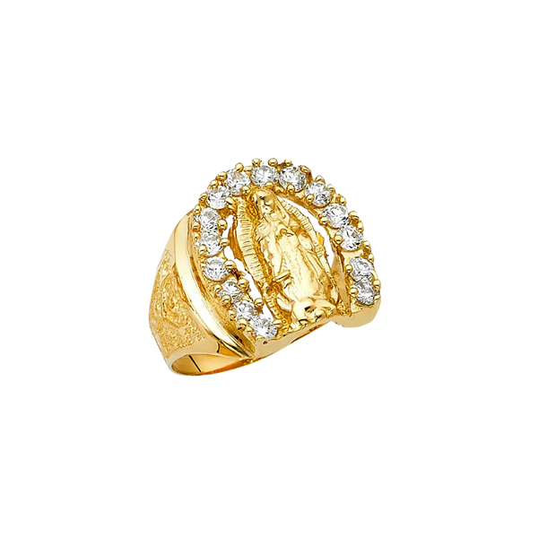 Guadalupe with CZ Men's Ring - 14k Yellow Gold