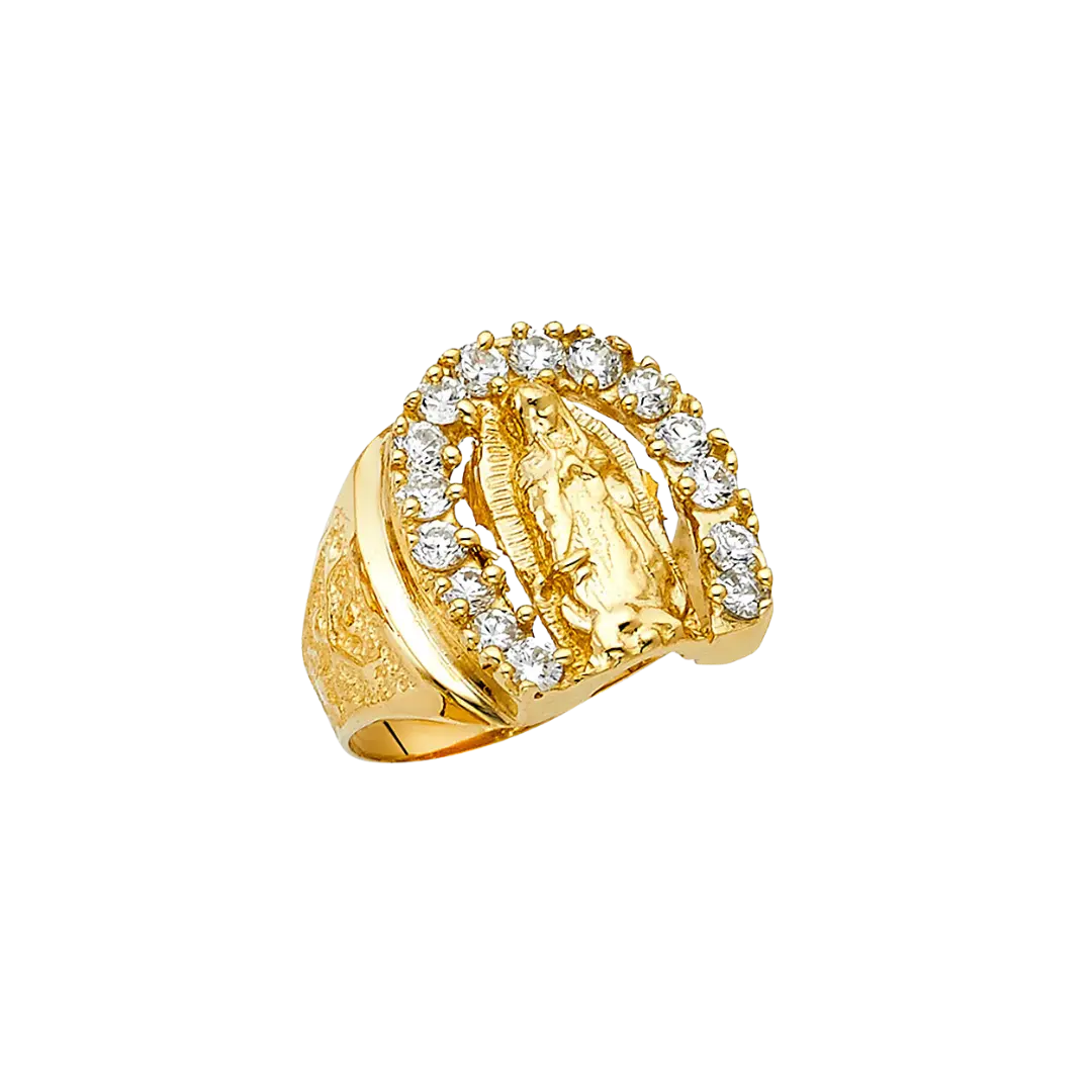 Guadalupe with CZ Men's Ring - 14k Yellow Gold