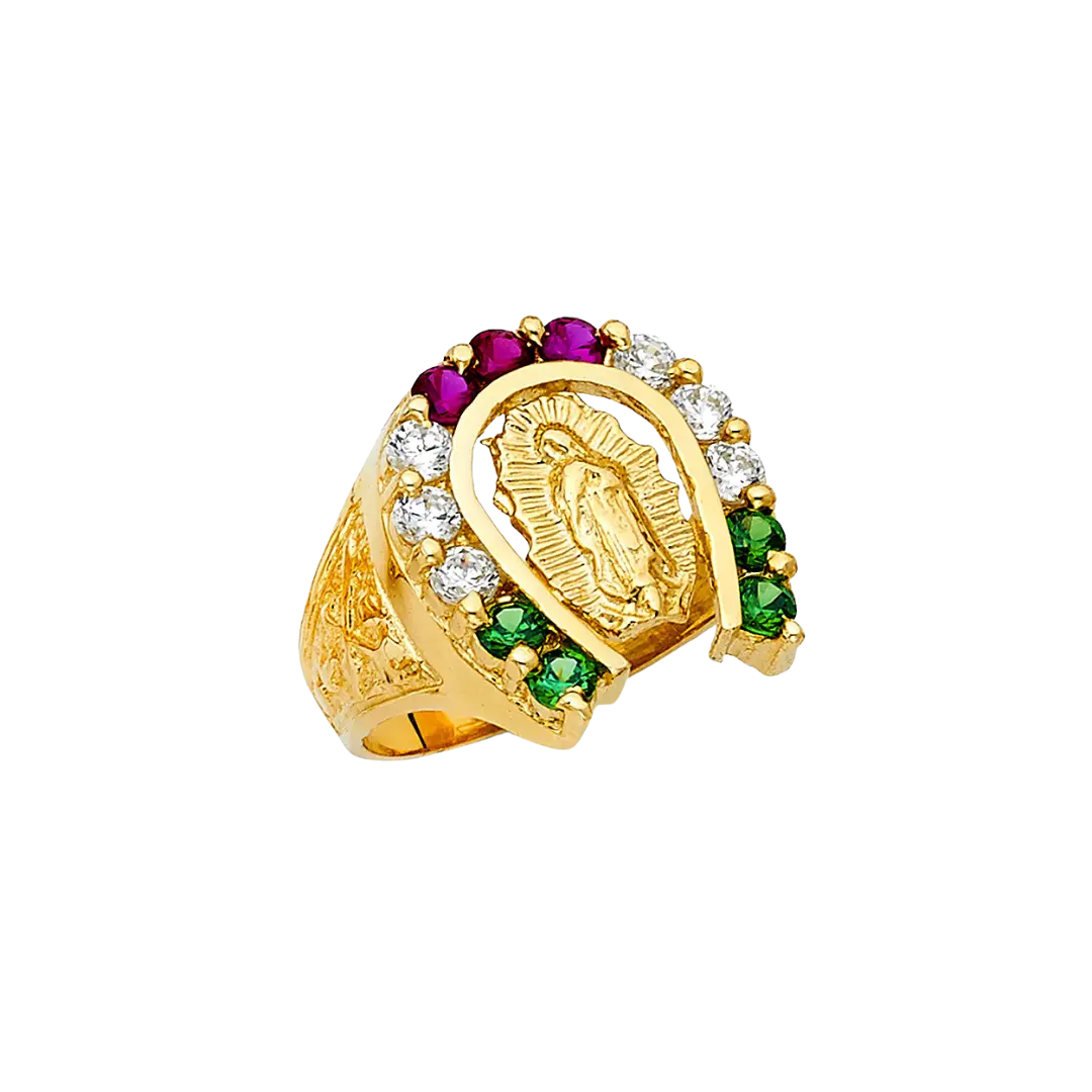 Guadalupe Men's CZ Ring - 14k Tri Color Gold