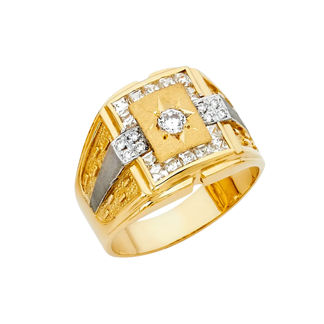 Men's CZ Ring - 14k Yellow Gold