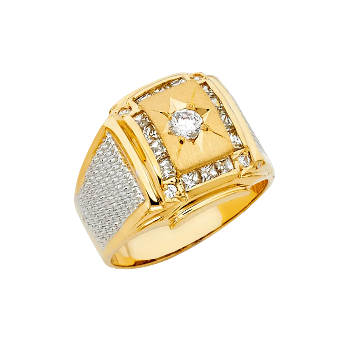 Men's CZ Ring - 14k Yellow Gold