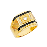 Men's CZ with Sapphire Ring - 14k Yellow Gold