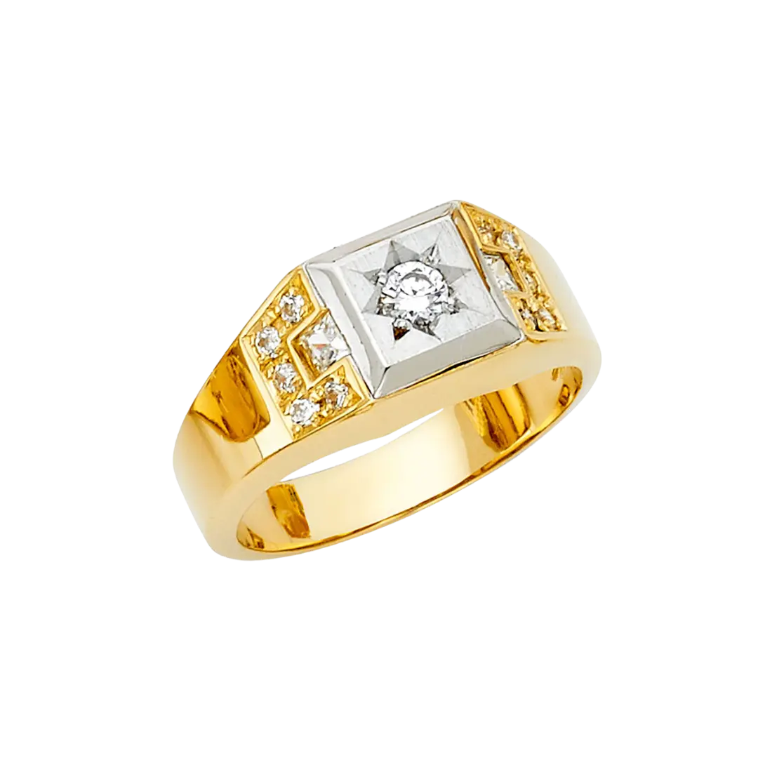 Men's CZ Ring - 14k Yellow Gold