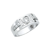 Men's CZ Ring - 14k White Gold