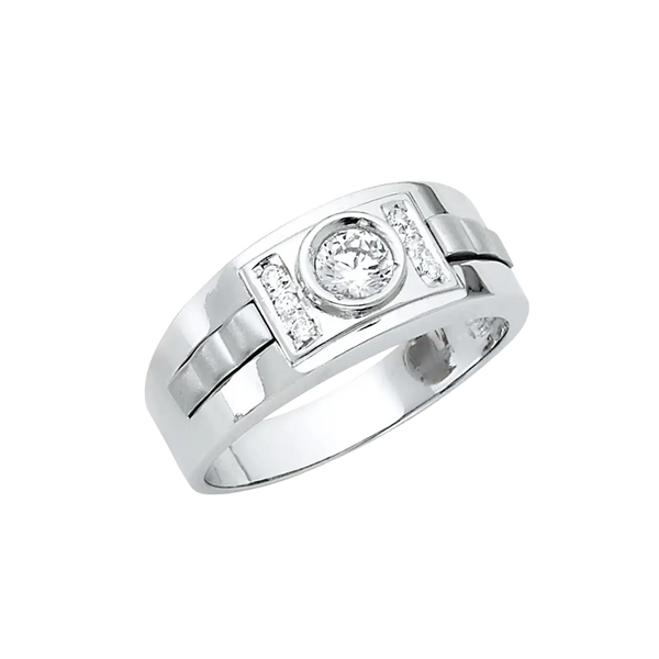 Men's CZ Ring - 14k White Gold