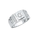 Men's CZ Ring - 14k White Gold