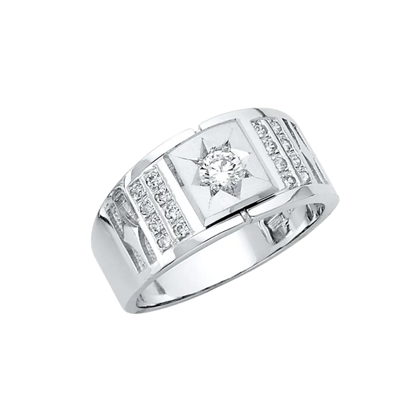 Men's CZ Ring - 14k White Gold