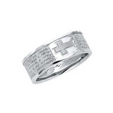 Religious CZ Men's Ring - 14k White Gold