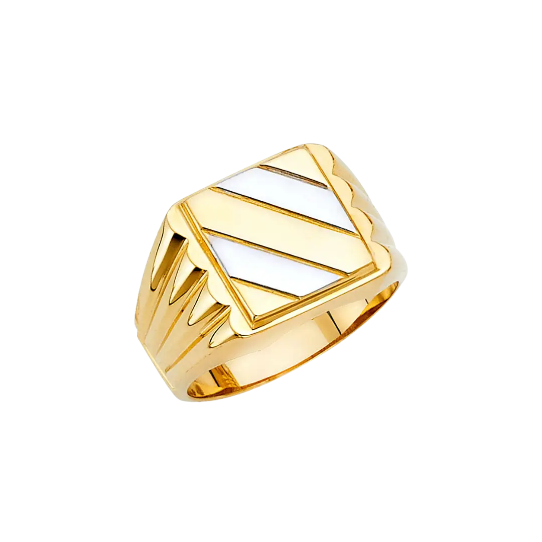 Men's Fashion Ring - 14k Two Tone Gold