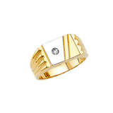 Men's CZ Ring - 14k Two Tone Gold