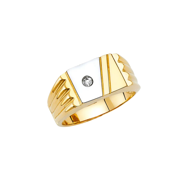 Men's CZ Ring - 14k Two Tone Gold